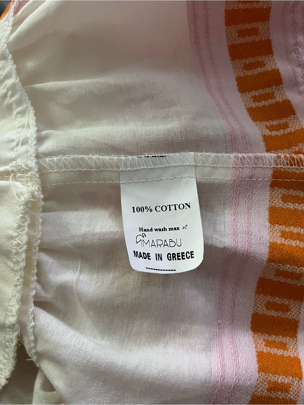 Marabu Women’s Pink & White Tiered Cotton Dress with Orange Trim - Picture 10 of 10